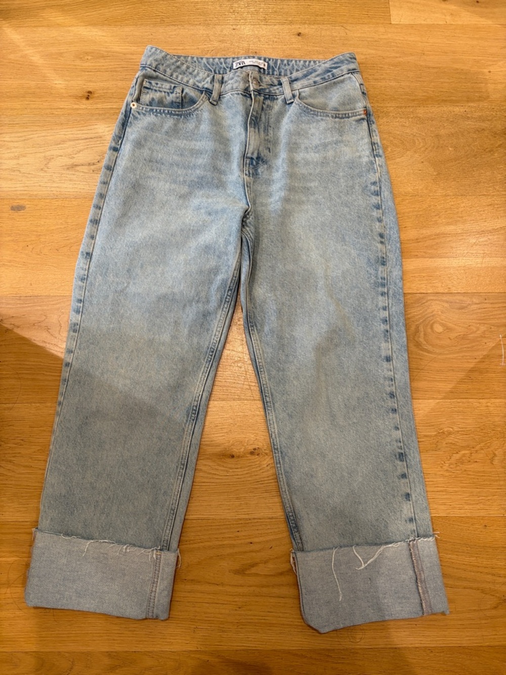 Zara Pale Blue Washed Denim Jeans